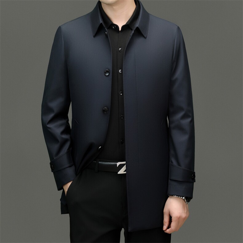 XL-A8790春秋新款男士中长款风衣翻领外套简约通勤商务男装，男装风衣，电商B360