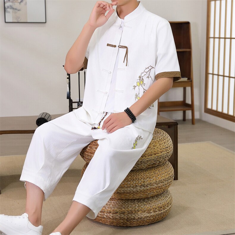 （版权注册仿款必究）新款风男装夏季开衫套装男汉服两件套，男装休闲套装，星座1206（原A206）