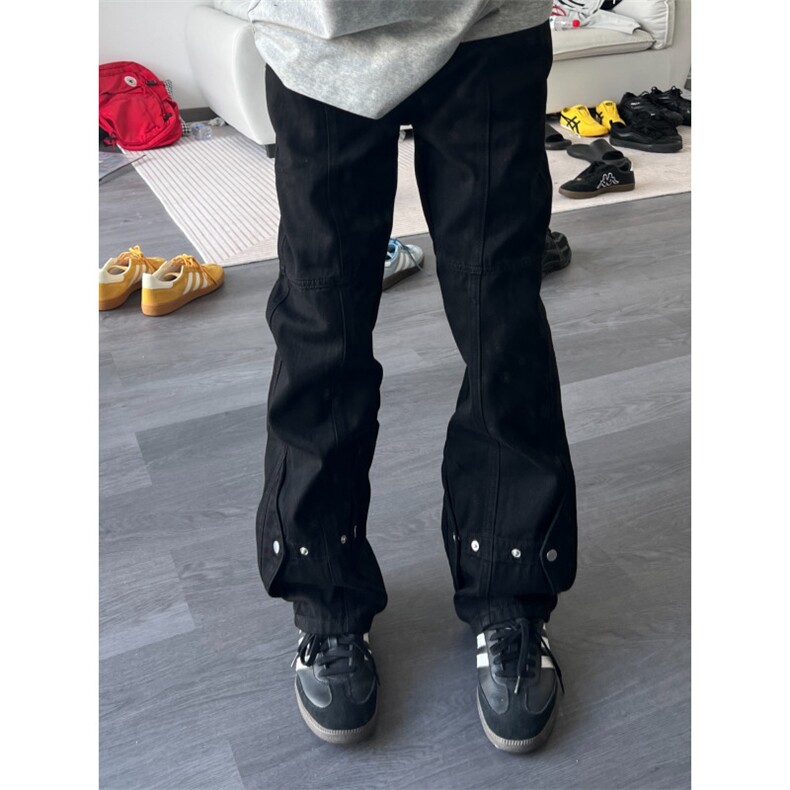 【有货】排扣牛仔裤男夏季美式vibe风裤子高街直筒微喇C112LL-P50,男装牛仔裤,星座1007（原301D）