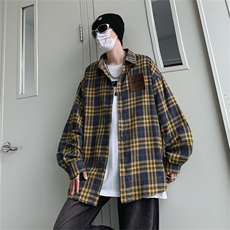 衬衫男韩版潮流格子痞子帅气高街2026春夏季新款ins外套CY137-P35，男装衬衫，星座412
