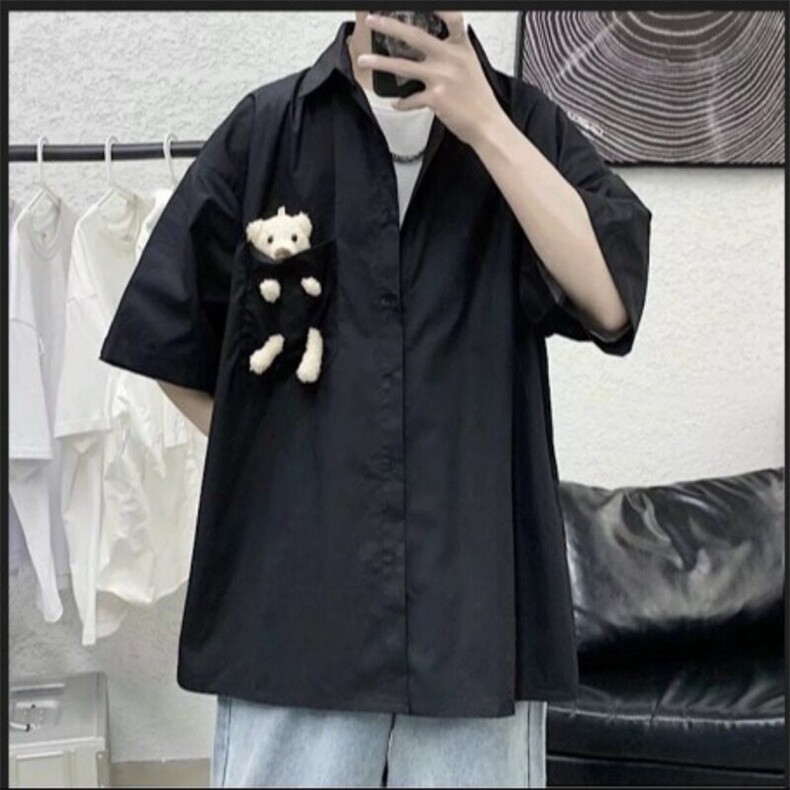 日系条纹短袖衬衫男潮牌潮流少年感穿搭半袖衬衣外套式夏,男装衬衫,星座218-1（原230）