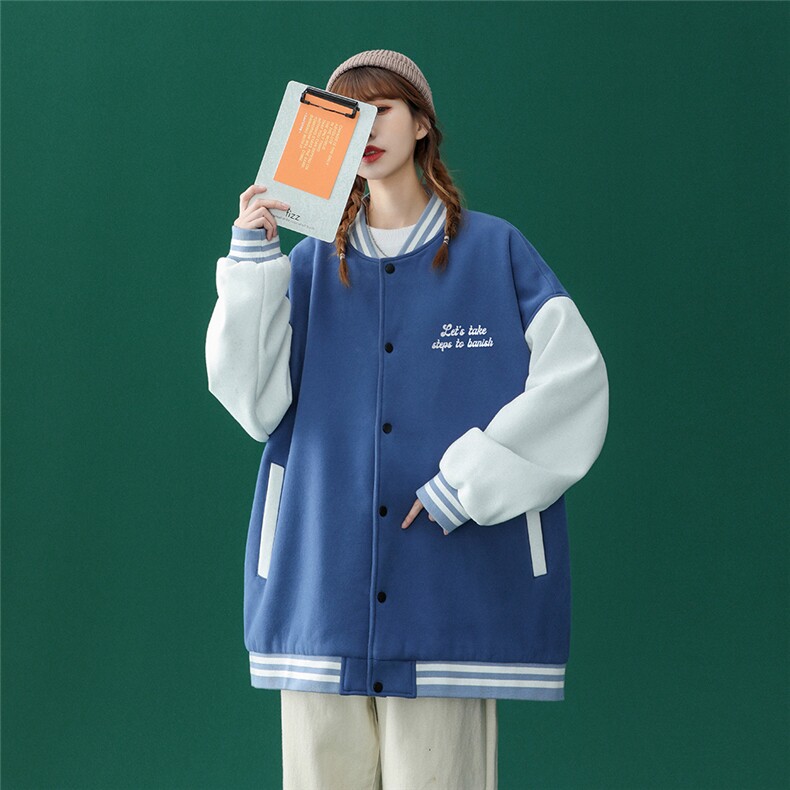 2022 秋季新品港风ins潮牌字母印花宽松棒球服夹克--G88-P65控78图片