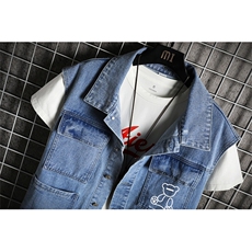 MJ233-50-控78M-5XL牛仔大码网格马甲男工装ins无袖坎肩外穿潮牌，男装背心/马甲，星座103A