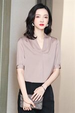 重磅高端真丝衬衫女2024夏季新款时尚V领气质上衣桑蚕丝短袖衬衣，女装衬衫，阿舍尔精品