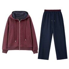 长期有大货卫衣开衫外套女2026春秋宽松拉链连帽气质上衣弯刀裤，女装套装/套裙，璐依舞