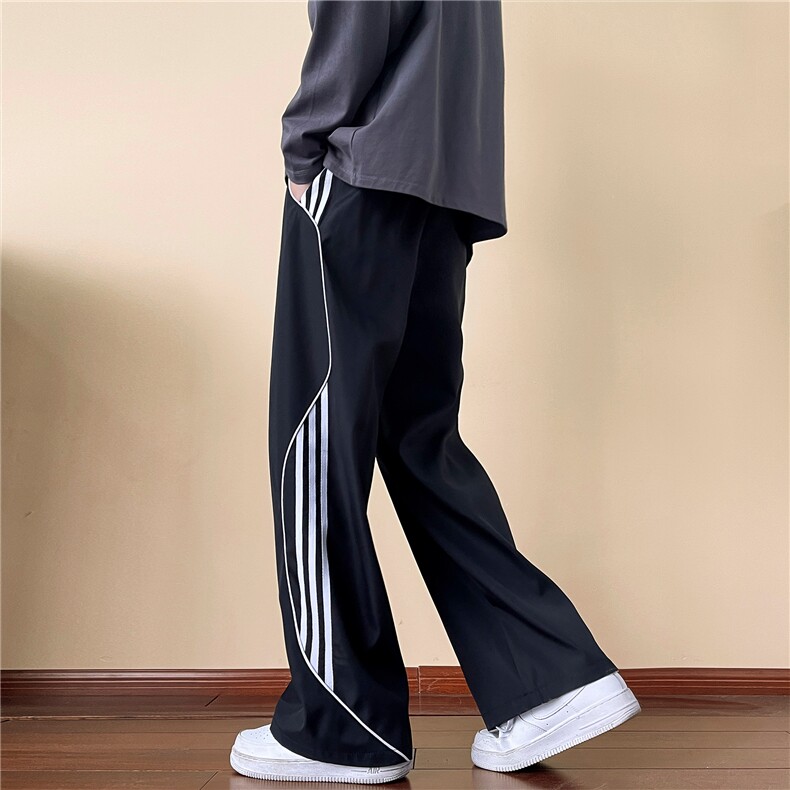 美式条纹休闲裤男春季拼接阔腿卫裤高街速干裤A166-YK092-P45控65,男装休闲裤,电商A166