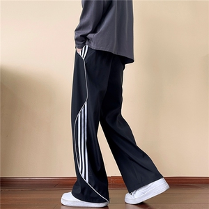 美式条纹休闲裤男春季拼接阔腿卫裤高街速干裤A166-YK092-P45控65图片