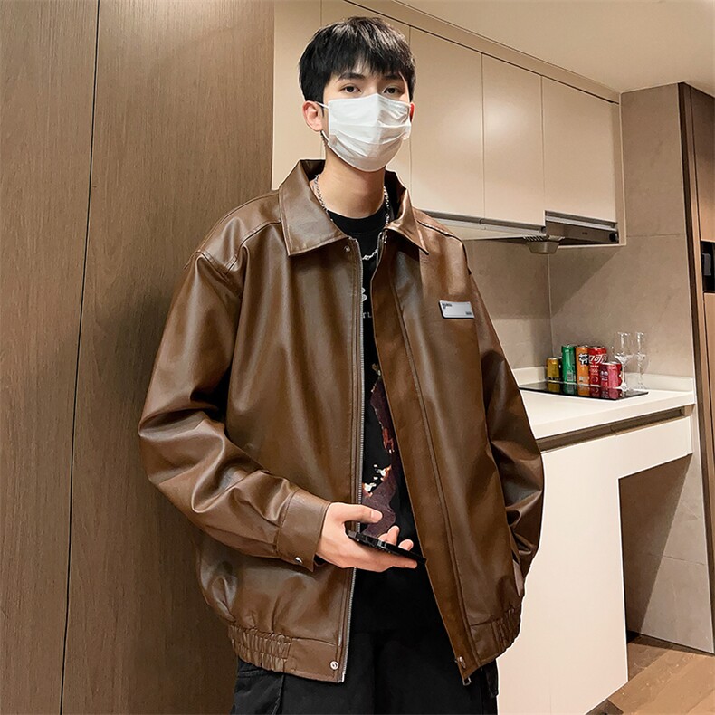 秋季新款男士皮夹克潮机车宽松皮衣外套宽松A266-PY006-P80控138图片