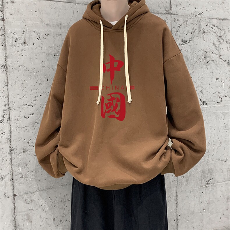 WY2198-P35加绒款-P40纯棉连帽卫衣男大码运动帽衫宽松薄外套男,男装卫衣,电商A040