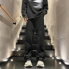 美式高街微喇叭vibe直筒休闲裤痞帅男裤子潮牌秋冬K650-特批40，男装休闲裤，星座718-1