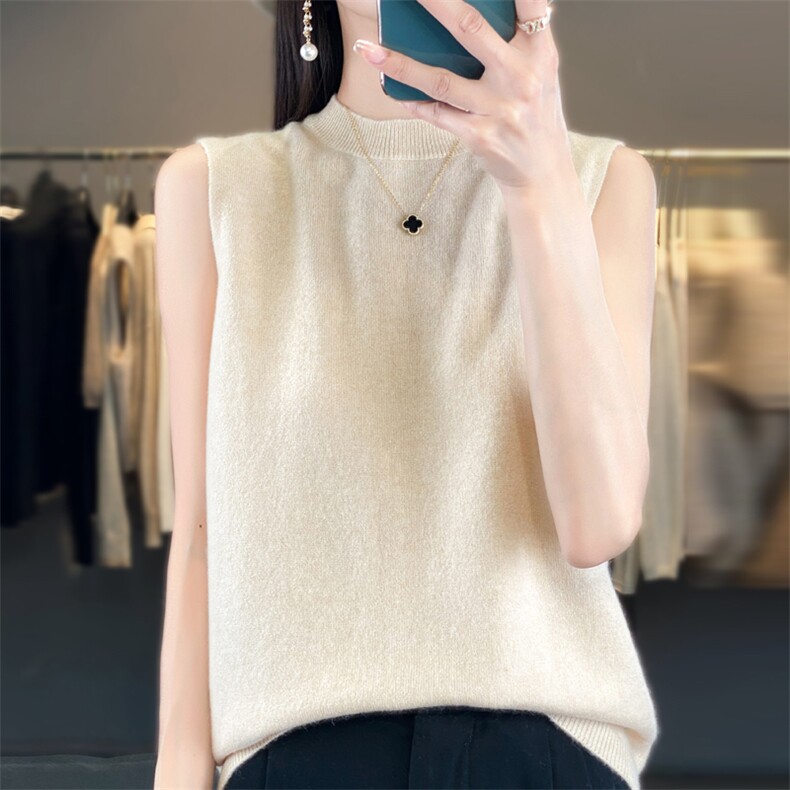 秋冬季新款圆领无袖毛衣女宽松显瘦时尚百搭针织上衣,女装背心吊带,贵皇网供仓