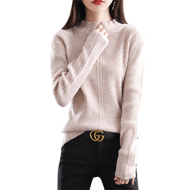时尚百搭女士羊毛衫羊毛柔软舒适多色纯色显瘦修身,女装羊毛衫,莺澜羊绒