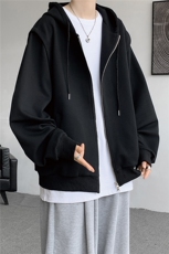 cleanfit重磅连帽卫衣男美式高街假两件开衫短款垫肩外套KS003P55，女装短外套，电商B312