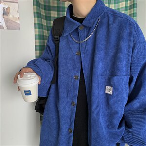 20秋冬灯芯绒外套长袖韩版衬衫宽松衬衣情侣男女ins潮H202/P45，男装衬衫，钱塘713