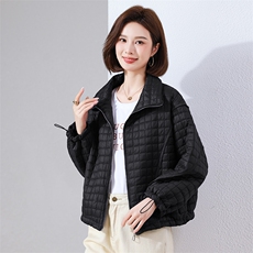 现货2024冬季新款宽松百搭休闲绗棉轻薄款棉衣，女装棉衣/棉服，深水步