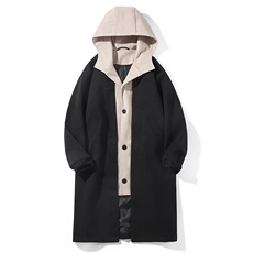 得物外贸数据大货风衣男中长款假两件毛呢大衣男F119-P125白底A，男装风衣，星座401