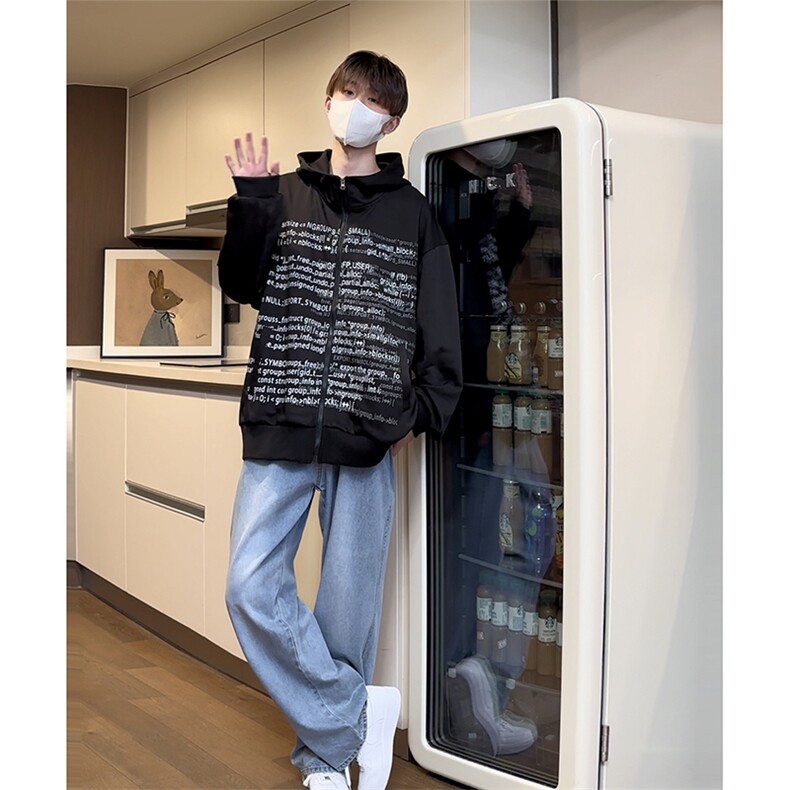 新款潮牌ins风连帽卫衣宽松休闲不臃肿开衫外套HY505TP55控79,男装卫衣,电商A102B