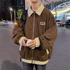 秋季小众拼色宽松情侣夹克美式复古潮牌设计感外套男XM136-P58，男装夹克，星座1109-3
