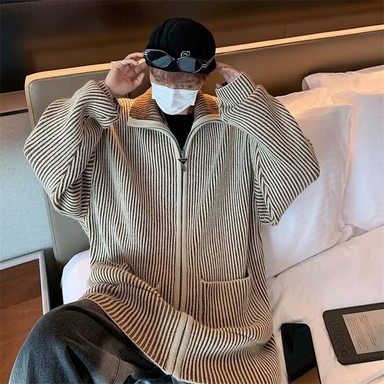 美式街头设计感圆领毛衣男慵懒风休闲针织衫MY161P48图片