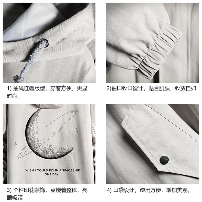 JK41246-P85月球纯棉连帽夹克男士大码工装夹克男网格,男装夹克,电商A040A