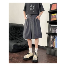 美式高街西装短裤男款夏季小众青少年宽松垂感韩版运动过膝五分裤，男装牛仔裤，星座1013