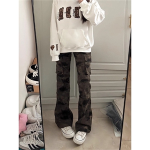 cleanfit美式迷彩工装裤男女款秋冬季微喇牛仔裤p46s608
