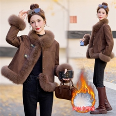 【bao款大货已出】2025冬装新款休闲仿麂皮绒狐狸毛羽绒服90绒，女装羽绒服，雅静靓衣