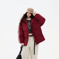 冬季潮流条纹五防立领加绒加厚棉衣情侣撞色棉服外套MY8899-p78，男装棉衣，星座610B-1