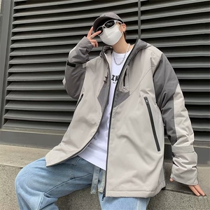 春秋新款男士连帽休闲外套男青年防水港风宽松工装夹克JK0503-P70图片