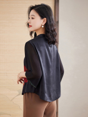 新中式中老年重磅真丝半袖上衣夏季妈妈女桑蚕丝时尚T恤衫，女装衬衫，媚琳依坊