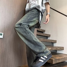 牛仔裤男休闲高街潮牌ins嘻哈复古直筒N7272P40，男装牛仔裤，星座1116-2