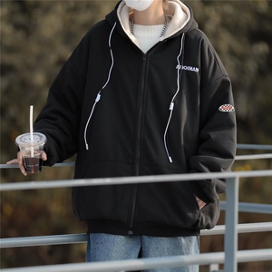 复古保暖开衫羊羔绒棉衣男女冬季加厚棉服港风宽松连帽外套 JF906图片