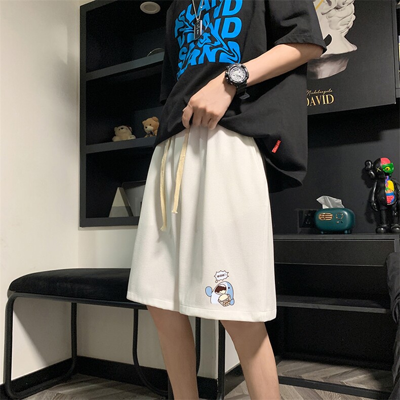 HD74239-P22华夫格短裤男大码宽松五分裤男直筒中裤,男装休闲裤,电商A040