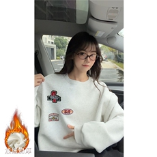 WY10192-特P50加绒特P55美式重磅刺绣圆领卫衣大码套头上衣，男装卫衣，电商A059