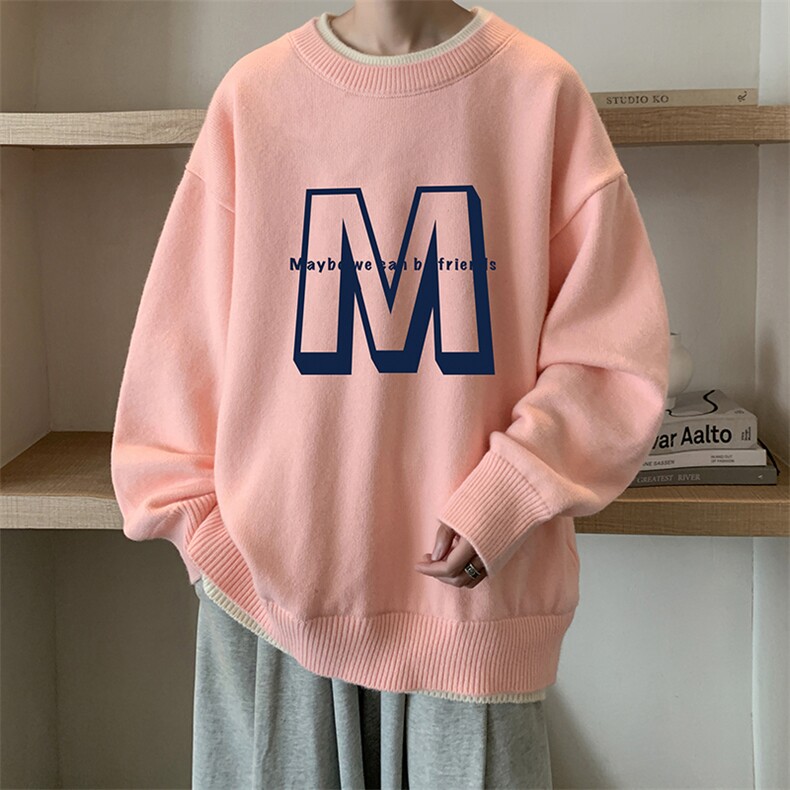 控78假两件毛衣男大码加绒针织衫男毛线衣M80260-P55加绒P70,男装针织衫/毛衣,电商A040