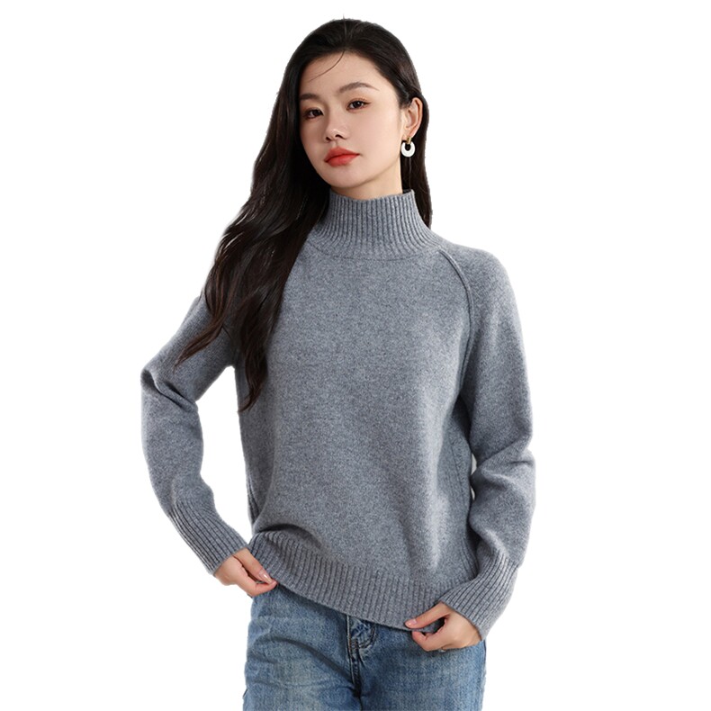 时尚百搭女士半高领针织衫简约气质修身毛衣,针织衫/毛衣,奢优羊绒
