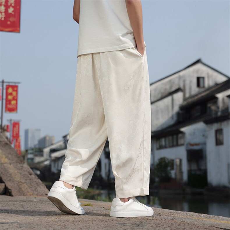 2025春夏新款风提花休闲裤男士宽松大码阔腿哈伦裤K2509-P75,男装休闲裤,电商A008