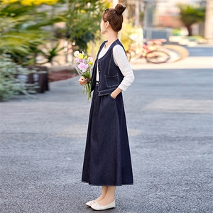 时尚休闲牛仔裙女2025春夏季新款减龄马甲打底衫半身裙图片