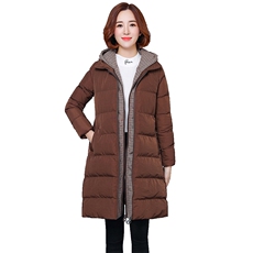 棉衣/棉服连帽拉链2020年冬季长袖中长款时尚常规保暖舒适，女装棉衣/棉服，独衣靓