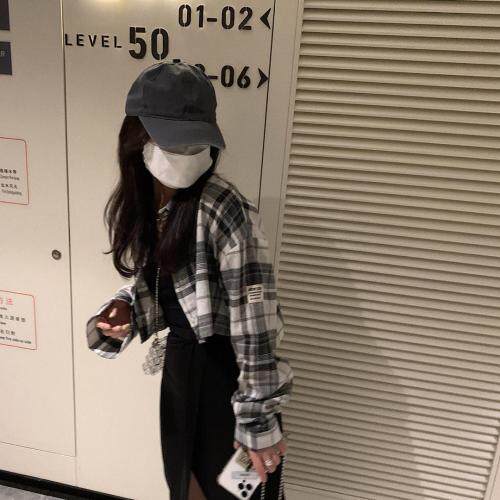 格子短衬衫，女装衬衫，XTZ style