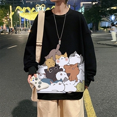 S6162-P28加绒款-P33秋季圆领卫衣男大码韩版宽松长袖外套，男装卫衣，电商A040