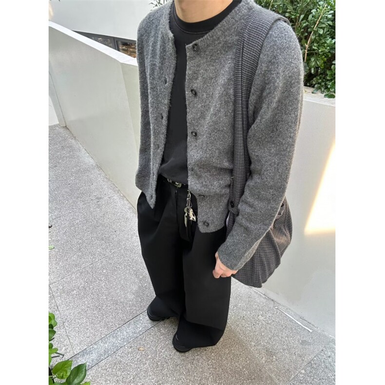 新款开衫毛衣美式复古休闲慵懒风V领针织衫513AKS2529P57,男装针织衫/毛衣,星座513A