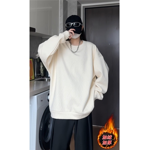 冬装加绒加厚保暖男士套头卫衣时尚银狐绒圆领卫衣 W8808-特P40图片