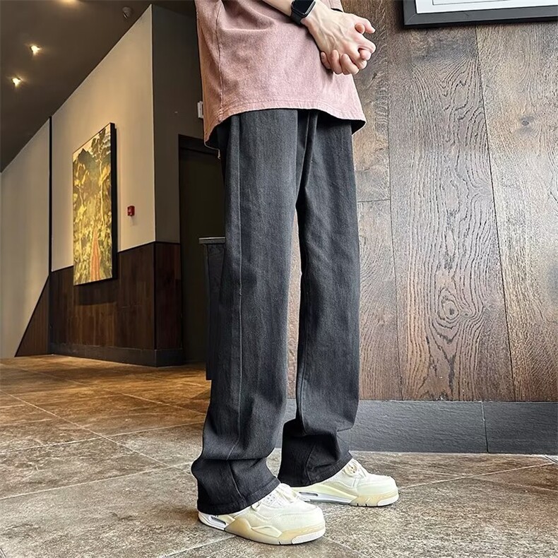 cleanfit白色设计感高级修身微喇裤男美式高街欧美hiphop裤子春秋,男装牛仔裤,星座1116-2