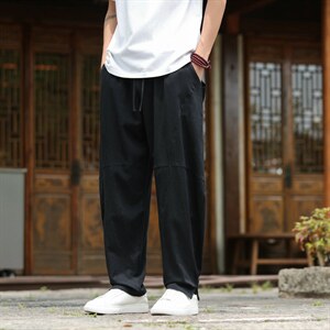 2026夏装新款 汉服 唐装 风冰丝棉麻休闲裤 A057-K381-P45，男装民族服装，电商A057B
