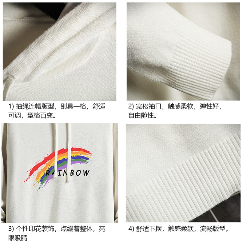 LM68064-P58加绒款-P68连帽毛衣男大码带帽针织衫男毛线衣网格,男装针织衫/毛衣,电商A040A