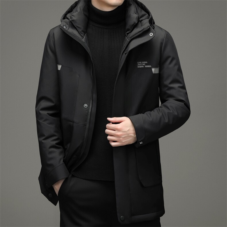 男装白鸭绒羽绒服冬季新款2022中年男士可脱卸帽加厚保暖外套潮,男装羽绒服,电商B212（原钱塘6029）