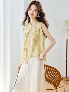 在仓~2026年夏季刺绣浮光锦女无袖薄款上衣开衫图片