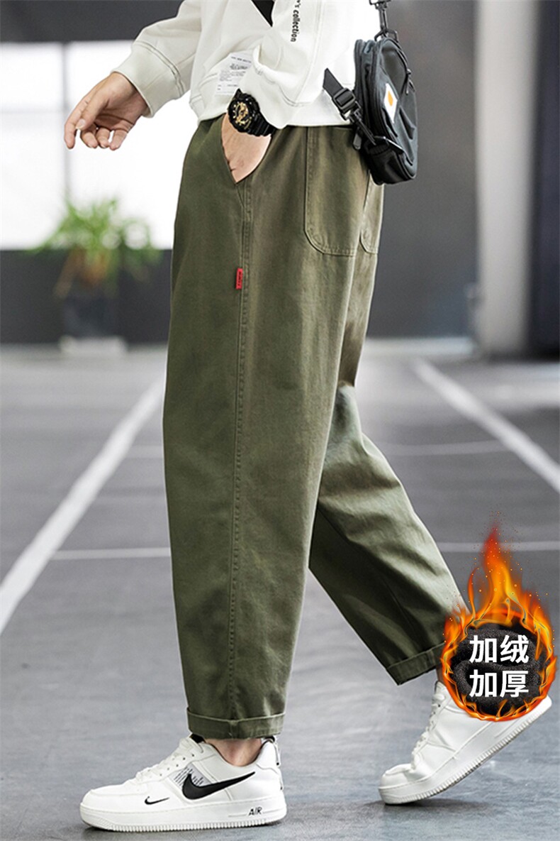 2023HK20139加绒日系篮球场大码纯色绣标长裤M-5XHK20470-P45,男装休闲裤,电商A022