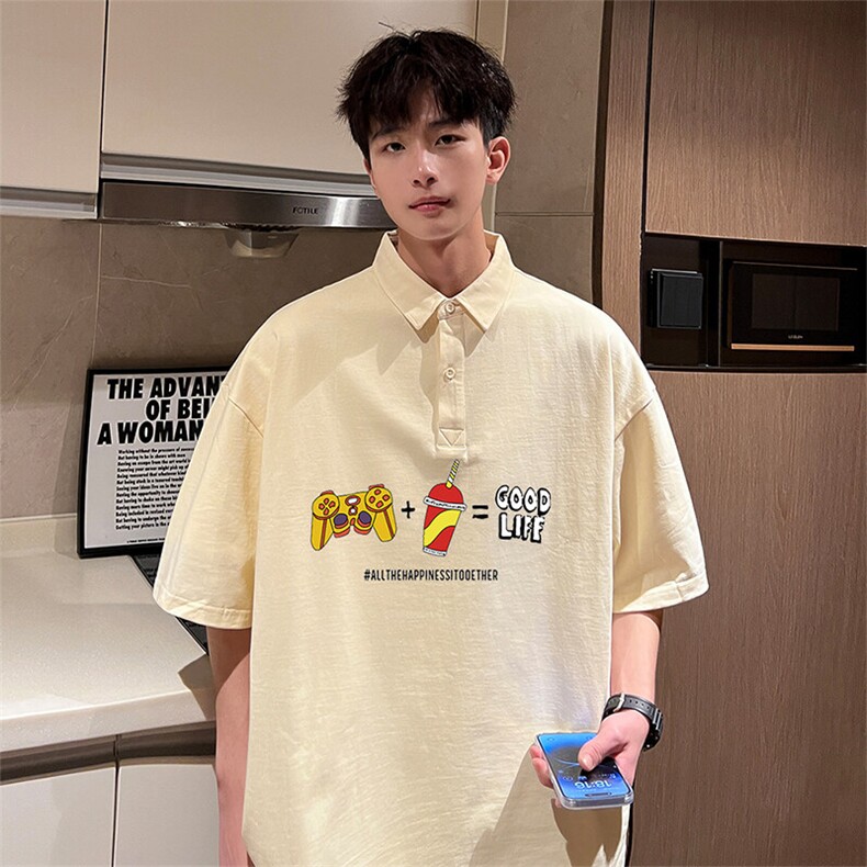 可设48小时支持抖音得物来样二开网眼透气翻领t恤美式短袖POLO衫,男装T恤,电商A486